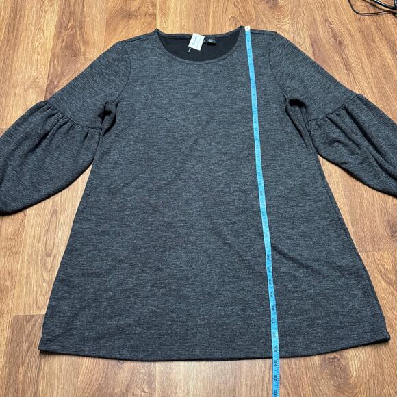 Adrienne Vittadini Charcoal Gray Puff Sleeve Tunic Shift Sweater Dress Size XL - Picture 8 of 8